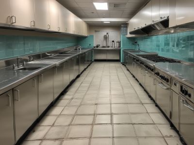 Commercial kitchen after professional tile cleaning